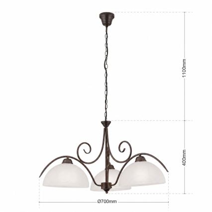 Orion - Pendelleuchte an Kette RULA 3xE27/40W/230V Ø 70 cm weiß/bronze