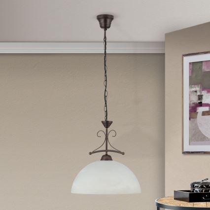 Pendelleuchte mit Kette RULA 1x E27/40W/230V Ø 35 cm weiß/bronze