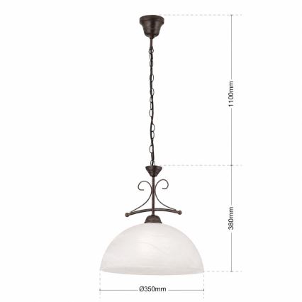 Pendelleuchte mit Kette RULA 1x E27/40W/230V Ø 35 cm weiß/bronze
