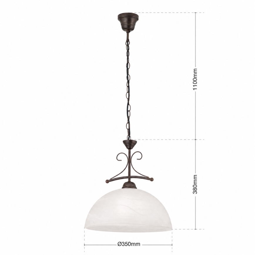 Pendelleuchte mit Kette RULA 1x E27/40W/230V Ø 35 cm weiß/bronze
