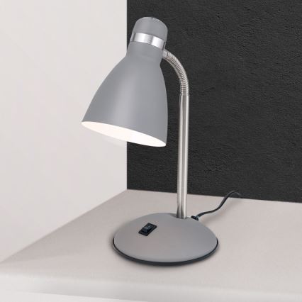 Schreibtischlampe SCHOOL 1xE27/40W/230V grau/mattchrom