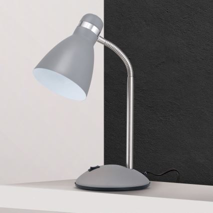 Schreibtischlampe SCHOOL 1xE27/40W/230V grau/mattchrom