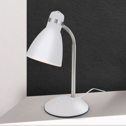Tischlampe SCHOOL 1xE27/40W/230V weiß/matt-chrom