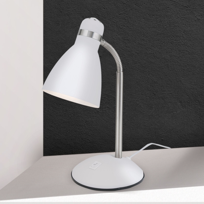 Tischlampe SCHOOL 1xE27/40W/230V weiß/matt-chrom