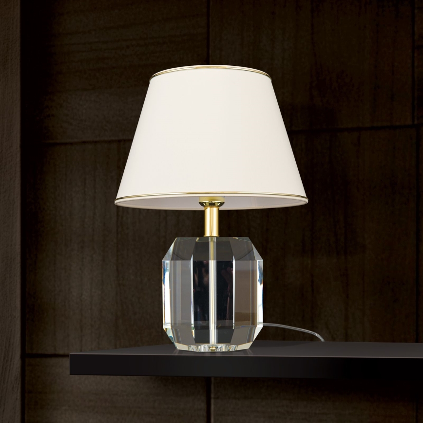 Tischleuchte ALEXIS 1xE27/60W/230V cremefarben/golden/klar