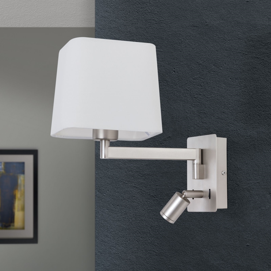 LED-Wandleuchte CARLTON 1xE27/40W/230V + LED/3W weiß/matt Chrom