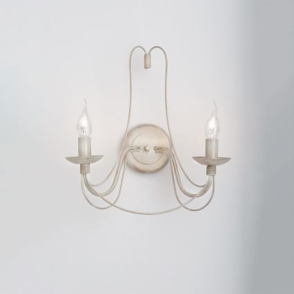 Wandleuchte VELA 2xE14/40W/230V weiß/golden/Patina