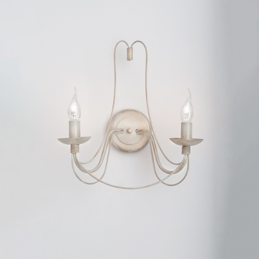 Wandleuchte VELA 2xE14/40W/230V weiß/golden/Patina