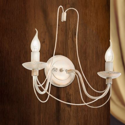 Wandleuchte VELA 2xE14/40W/230V weiß/golden/Patina
