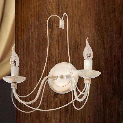 Wandleuchte VELA 2xE14/40W/230V weiß/golden/Patina