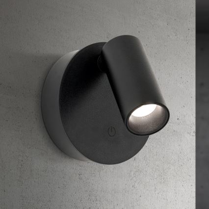 LUXY dimmbarer, wiederaufladbarer Touch-Wand-Spot LED/1W/5V, Akku 2200 mAh, 2700/3000/4000K, schwarz