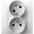 Ospel - ARIA Doppelsteckdose 230 V mit Rahmen, weiß