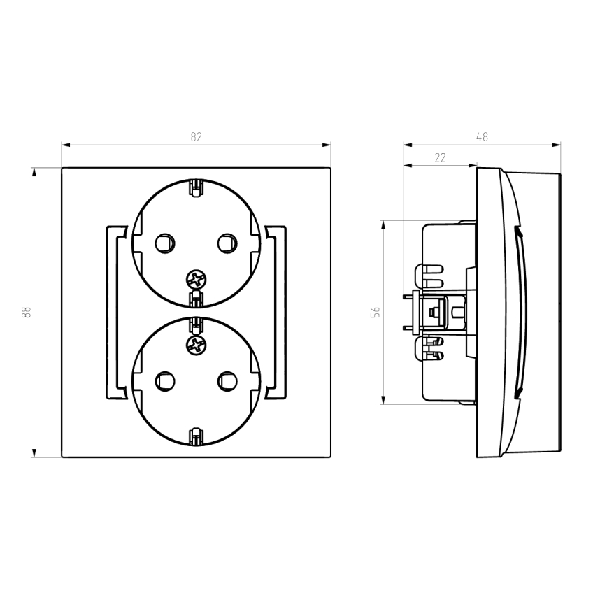 Ospel - Doppelsteckdose mit SCHUKO-Rahmen 230 V, Modell ARIA, weiß