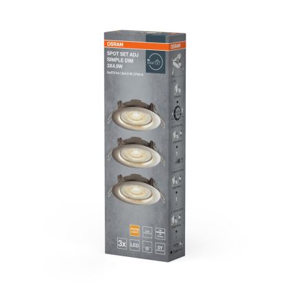 Osram - 3er-Set dimmbare LED-Einbauleuchten LED/4,9W/230V