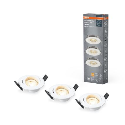 Osram - Set 3x dimmbare Einbau-LED-Spots 4,9W/230V 2700K Ø 8,7 cm weiß
