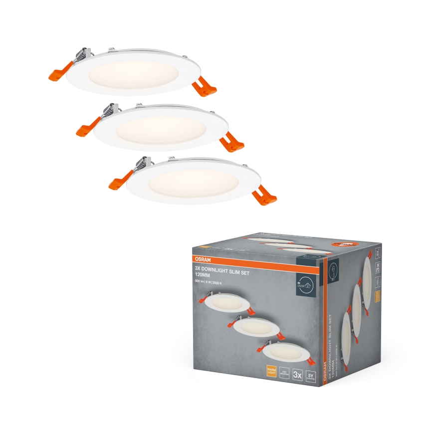 Osram - SET 3x LED-Einbaustrahler SPOT LED/8W/230V 3000K pr. 12 cm weiß