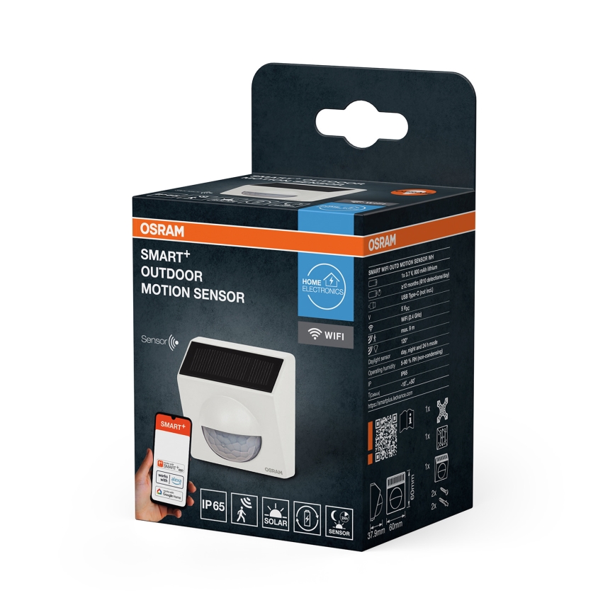 Osram - Außen-Solar-Bewegungsmelder SMART+ 3,7 V, weiß, IP65, Wi‑Fi, 800 mAh