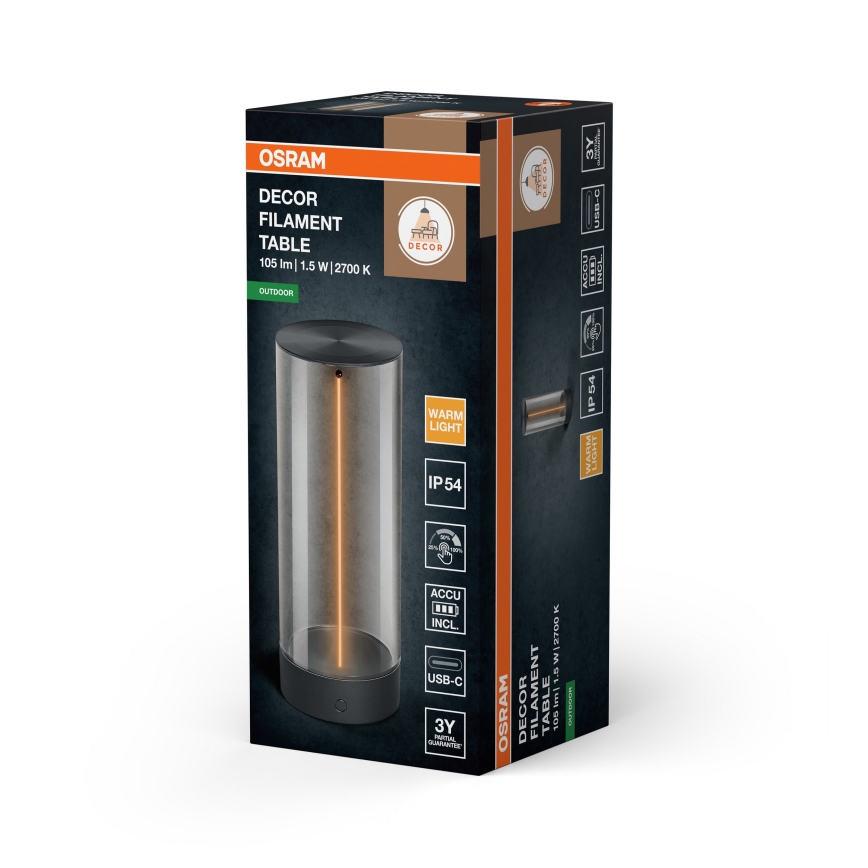 Osram - LED-dimmbare Touch-Außen-Tischlampe ENDURA STYLE LED/1,5W/5V 2500 mAh USB IP54 Anthrazit