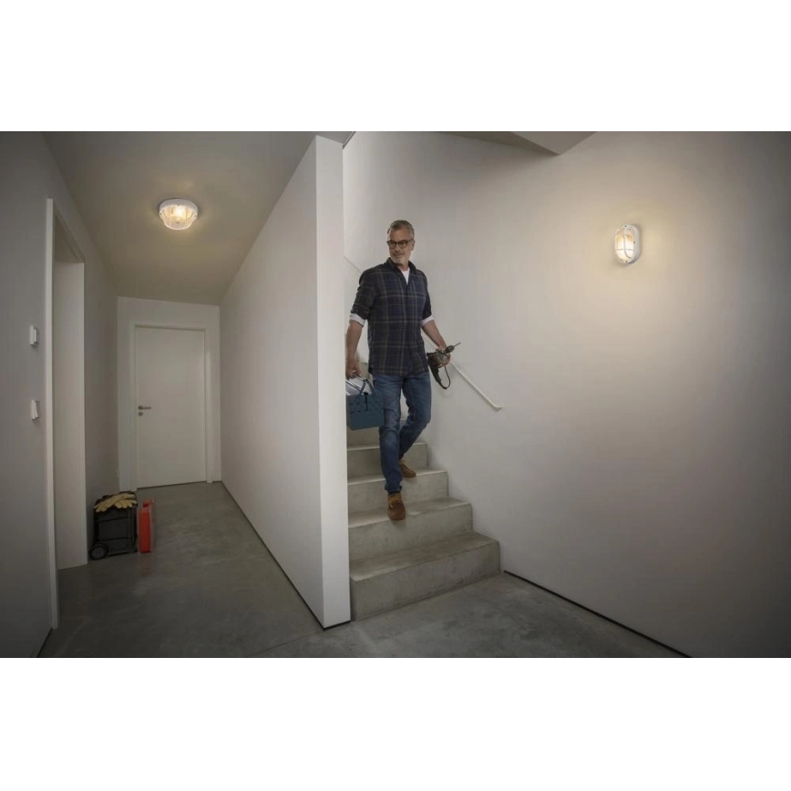 Osram - Außen-Wandleuchte BULKHEAD 1xE27/10W/230V Ø 19 cm IP54 weiß