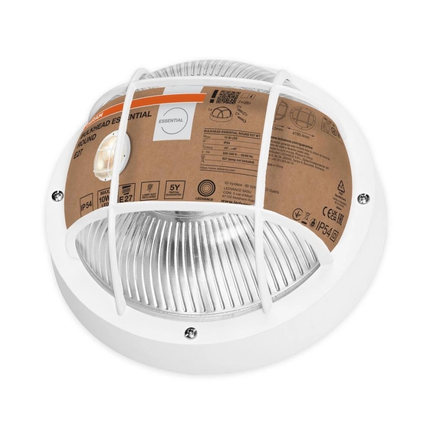 Osram - Außen-Wandleuchte BULKHEAD 1xE27/10W/230V Ø 19 cm IP54 weiß