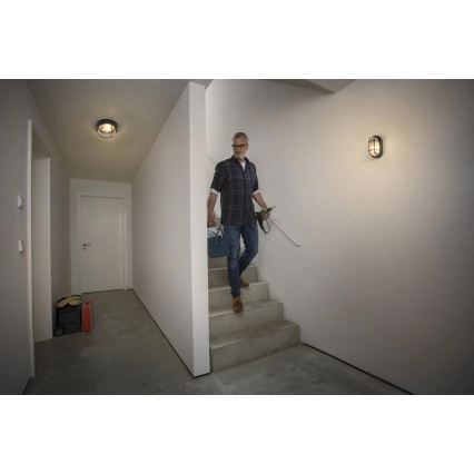 Osram - Außenwandleuchte BULKHEAD 1xE27/10W/230V Ø 19 cm IP54 schwarz