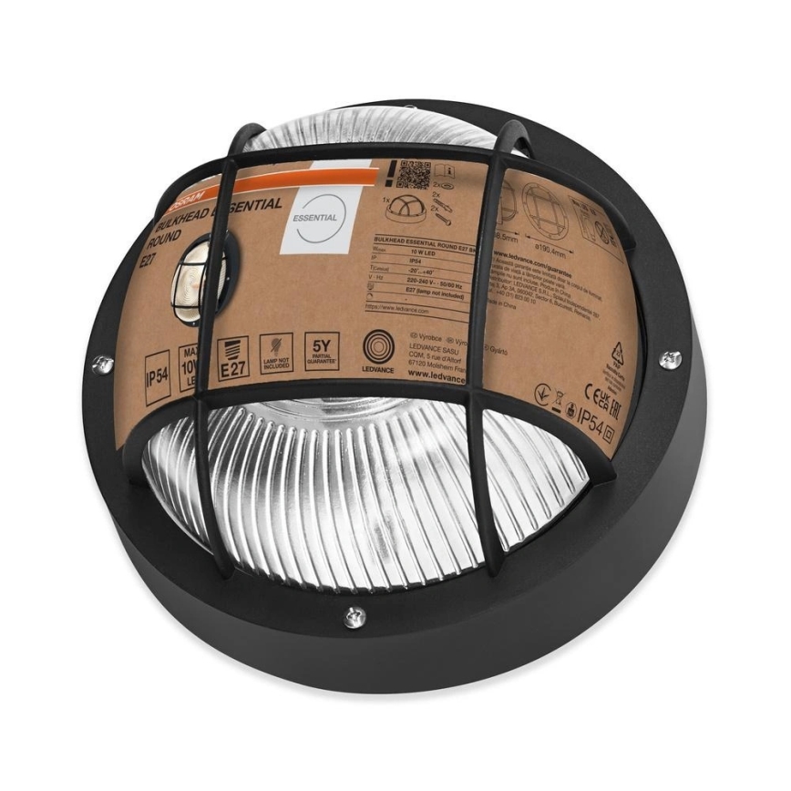 Osram - Außenwandleuchte BULKHEAD 1xE27/10W/230V Ø 19 cm IP54 schwarz