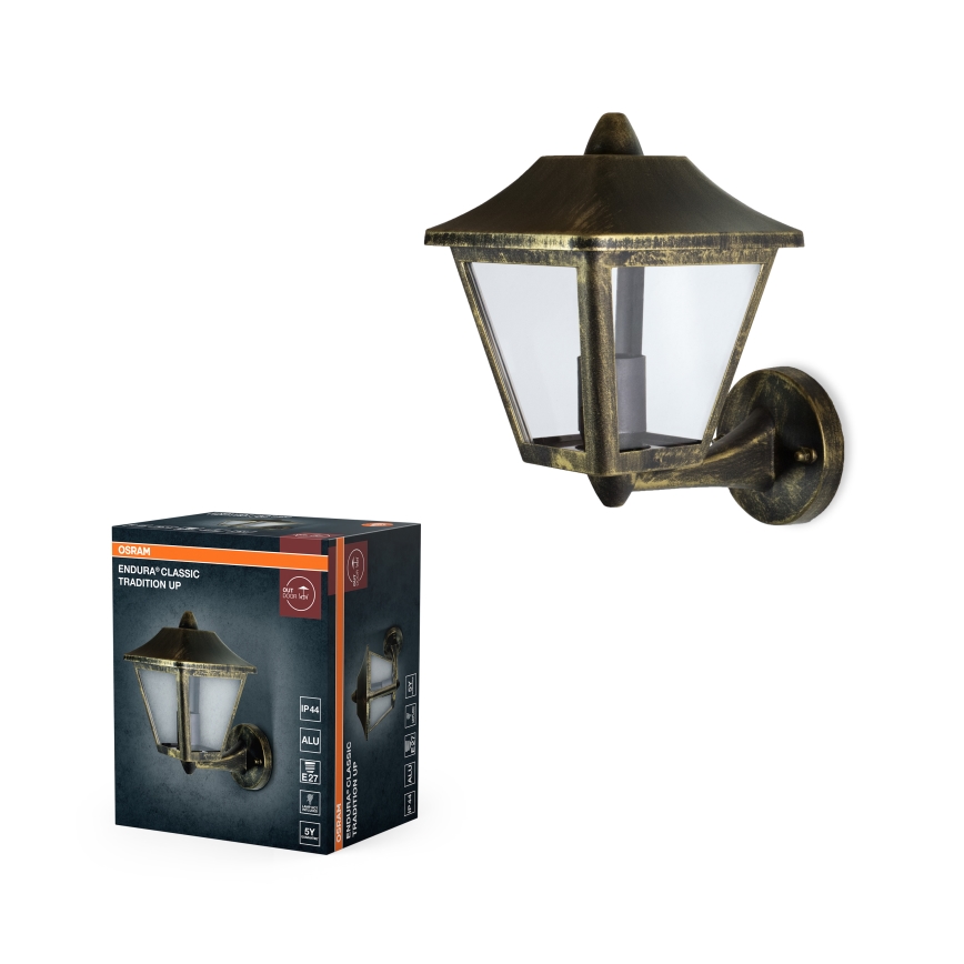 Osram - Außenwandleuchte TRADITION UP 1xE27/60W/230V IP44 Patina/Gold