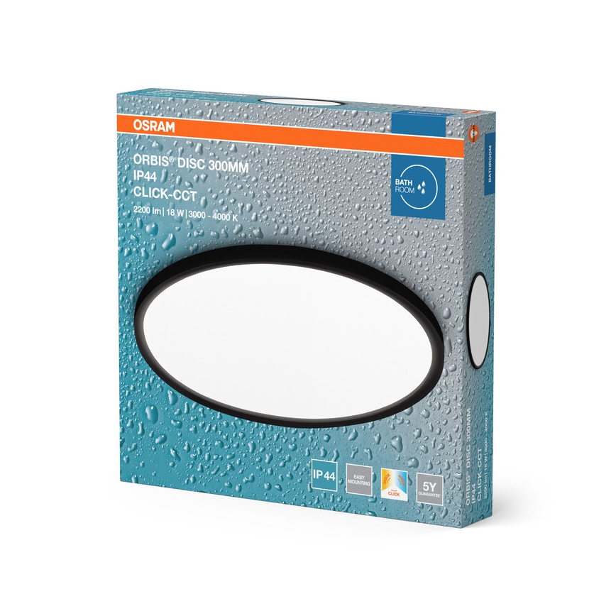 Osram - LED-Badezimmer-Deckenleuchte DISC LED/18W/230V 3000/4000K Ø 30 cm IP44 schwarz