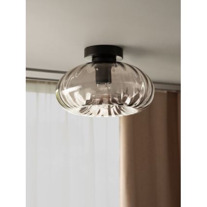 Osram - Deckenleuchte DECOR SMOKE 1xE27/12W/230V Ø 28 cm schwarz/rauchgrau