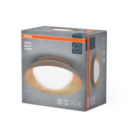 Osram - Deckenleuchte ORBIS MILAN 2xE27/10W/230V Ø 30,5 cm Holzdekor