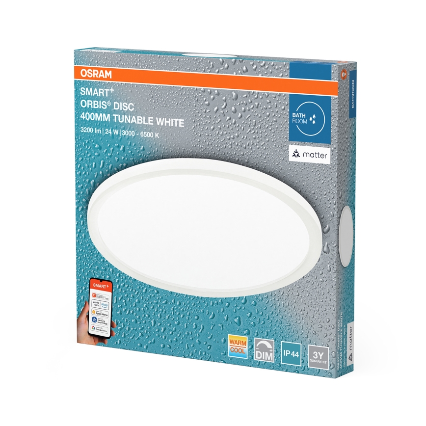 Osram - SMART+ DISC LED Badezimmer-Deckenleuchte, dimmbar, 24W, 230V, 3000-6500K, IP44, Wi-Fi
