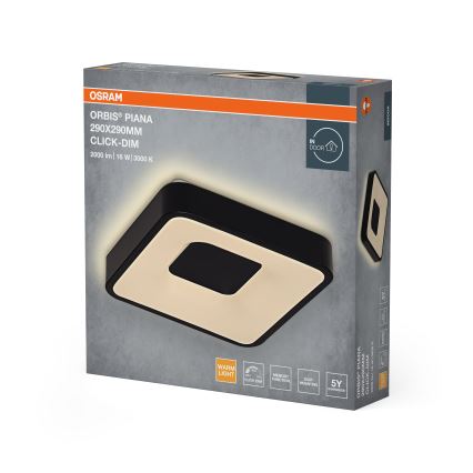 Osram - Dimmbare LED-Deckenleuchte ORBIS PIANA LED/16W/230V 29x29 cm schwarz