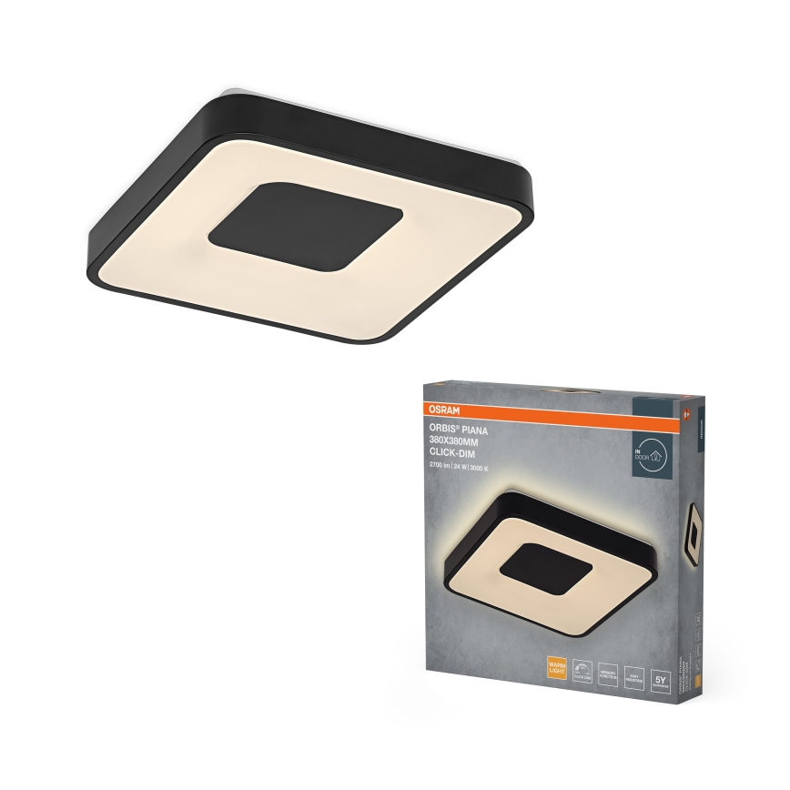 Osram - dimmbare LED-Deckenleuchte ORBIS PIANA LED/24W/230V 38x38 cm schwarz