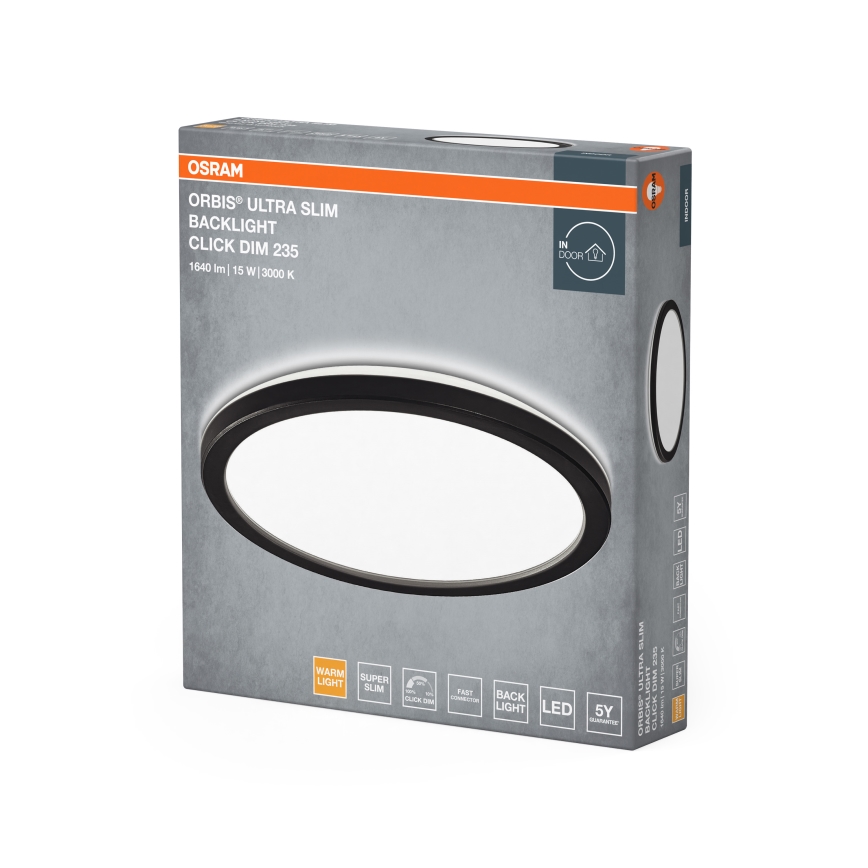 Osram - Dimmbare LED-Deckenleuchte ORBIS ULTRA SLIM LED/15W/230V 3000K Ø 23,5 cm schwarz