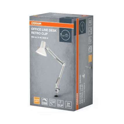 Osram - dimmbare LED-Schreibtischlampe mit Clip OFFICE LINE LED/9W/230V 3000K weiß
