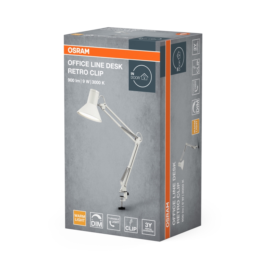 Osram - dimmbare LED-Schreibtischlampe mit Clip OFFICE LINE LED/9W/230V 3000K weiß