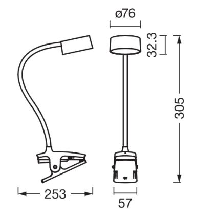 Osram - dimmbare LED-Schreibtischlampe mit Klemme OFFICE LINE LED/4,8W/230V 3000/4000/6500K schwarz