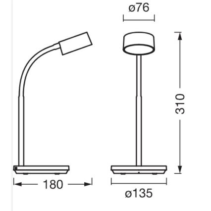 Osram - LED-dimmbare Schreibtischlampe OFFICE LINE LED/4,8W/230V 3000/4000/6500K schwarz