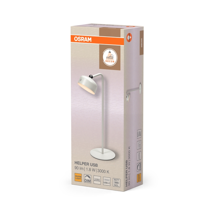 Osram - Dimmbare wiederaufladbare 3-in-1-Tischlampe DECOR HELPER LED/1,8W/5V weiß