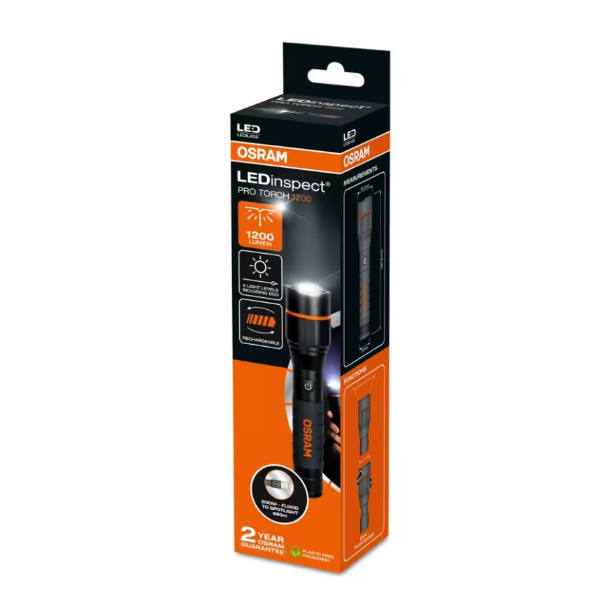 Osram - dimmbare, wiederaufladbare LED-Taschenlampe LEDINSPECT PRO TORCH 1200 LED/13W/3,6V 4000 mAh IP44
