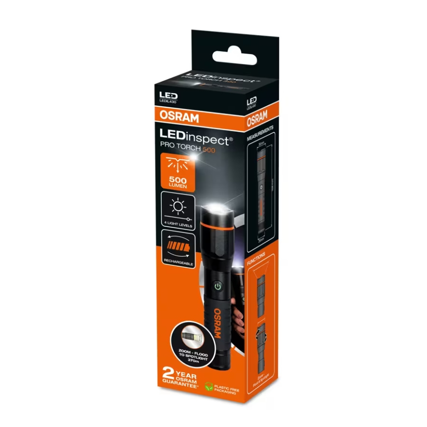 Osram - Dimmbare, wiederaufladbare LED-Taschenlampe LEDINSPECT PRO TORCH 500 LED/6W/3,7V 2200 mAh IP44