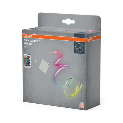Osram - dimmbarer LED RGB Streifen FLEX BATTERY 5m LED/5W/4xAA + Fernbedienung