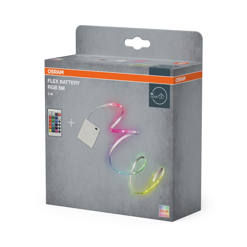 Osram - dimmbarer LED RGB Streifen FLEX BATTERY 5m LED/5W/4xAA + Fernbedienung