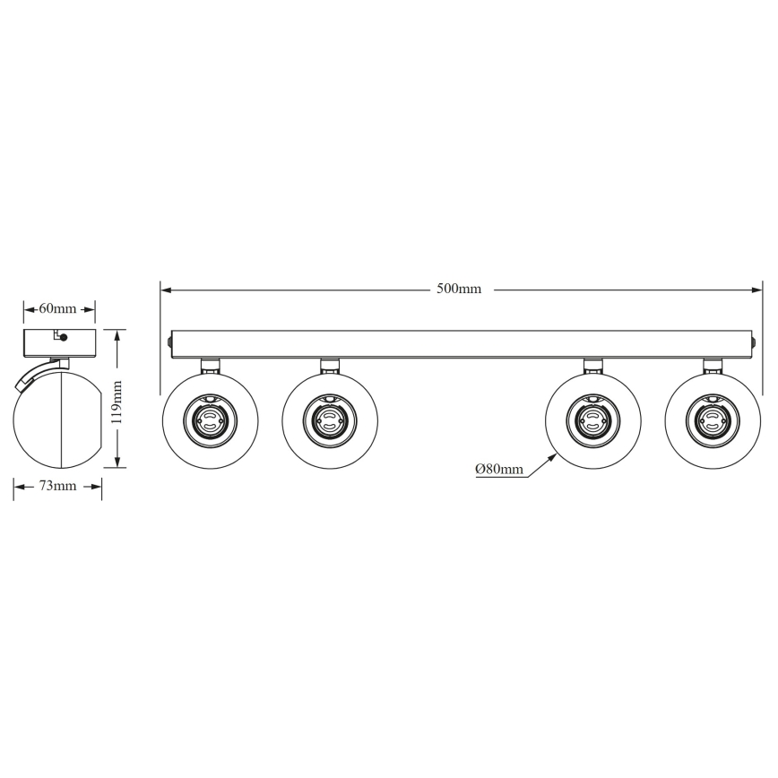 Osram - Einbaustrahler SPOT SPHERAL 4xGU10/6W/230V schwarz