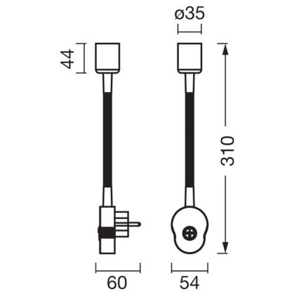 Osram - Flexible Wandleuchte PLUG TUBE FLEX 1xGU10/5W/230V schwarz