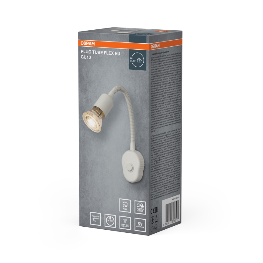 Osram - Flexible Wandleuchte PLUG TUBE FLEX 1xGU10/5W/230V weiß