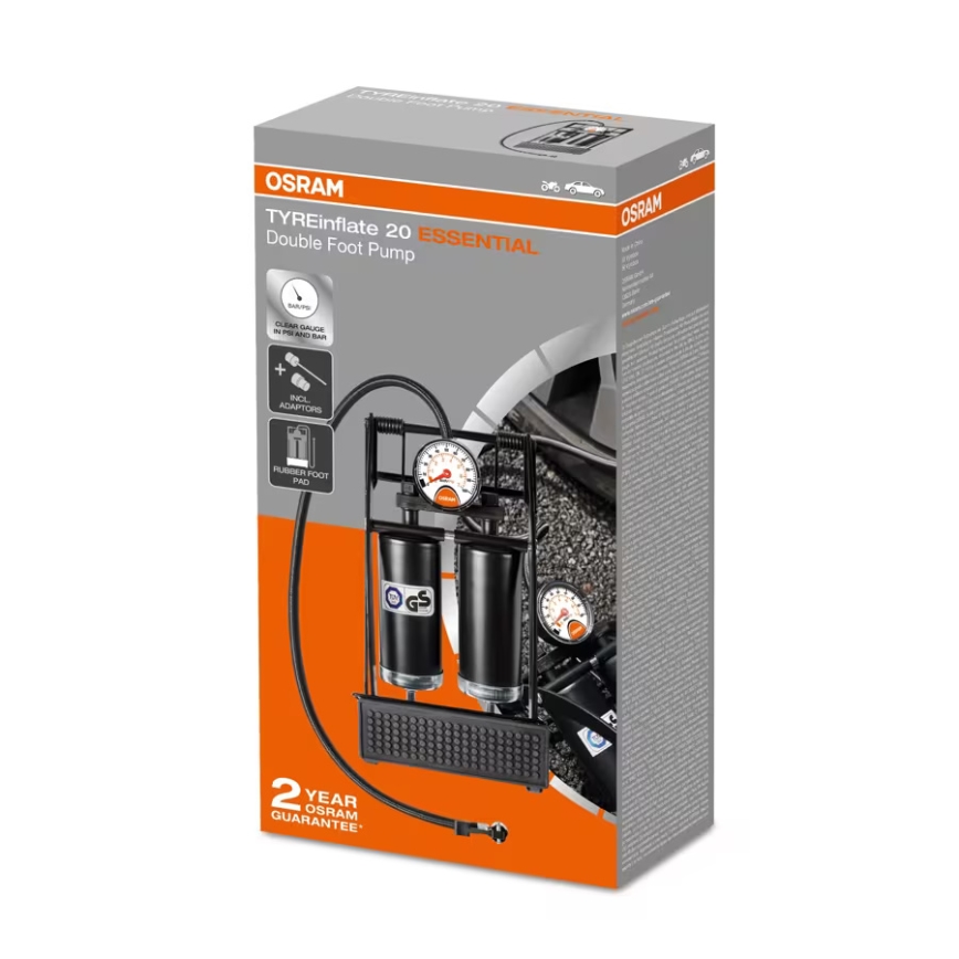 Osram - Fußluftpumpe mit Manometer TYREINFLATE 20 ESSENTIAL OFP20ESN