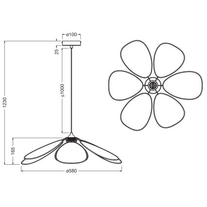 Osram - Kabel-Pendelleuchte DECOR RATTAN 1xE27/15W/230V Ø 58 cm beige/schwarz