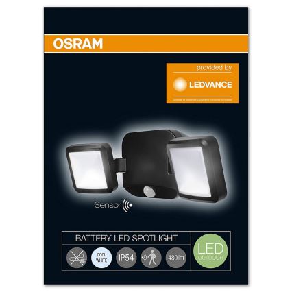 Osram - LED Auβen-Wandbeleuchtung mit Sensor BATTERY 2xLED/10W/6V IP54