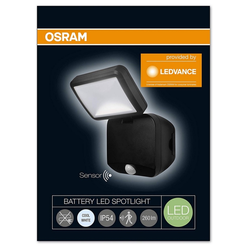 Osram - LED Auβen-Wandbeleuchtung mit Sensor BATTERY LED/4W/6V IP54